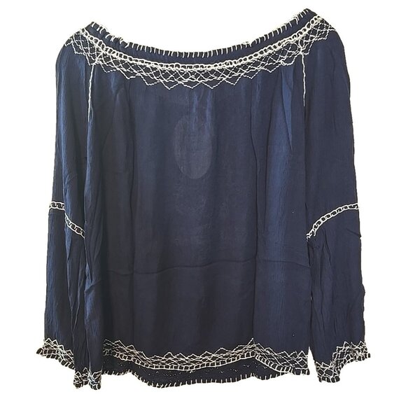 Embroidered boho top by Magazine Tassel tie front 100% Cotton Size M New - Picture 2 of 16